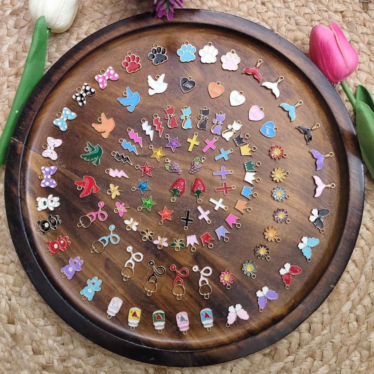100 Pcs Mixed Enamel Charms Combo