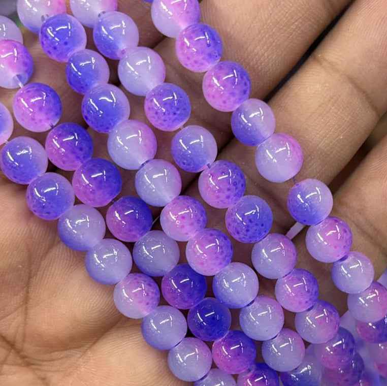 Royal Blue Pink Dual Tone Jelly Beads - 8 mm