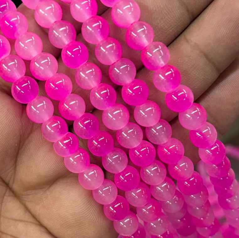 Dark Pink Dual Tone Jelly Beads - 8 mm