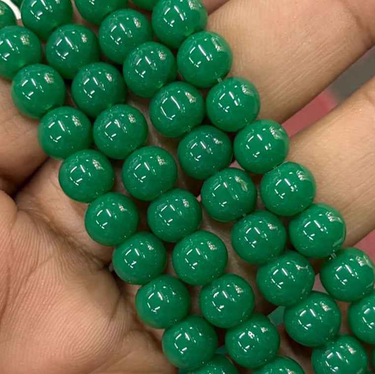 Peacock Green Jelly Beads - 8 mm