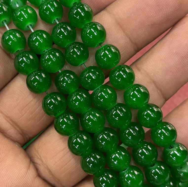 Dark Green Jelly Beads - 8 mm
