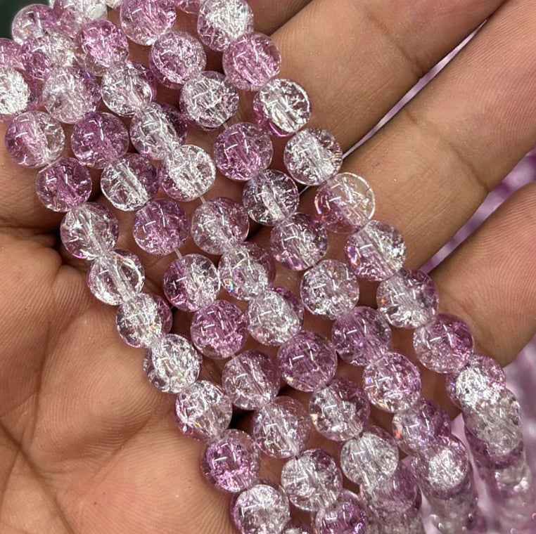 Light Wine White Multi Crackle Beads 8mm