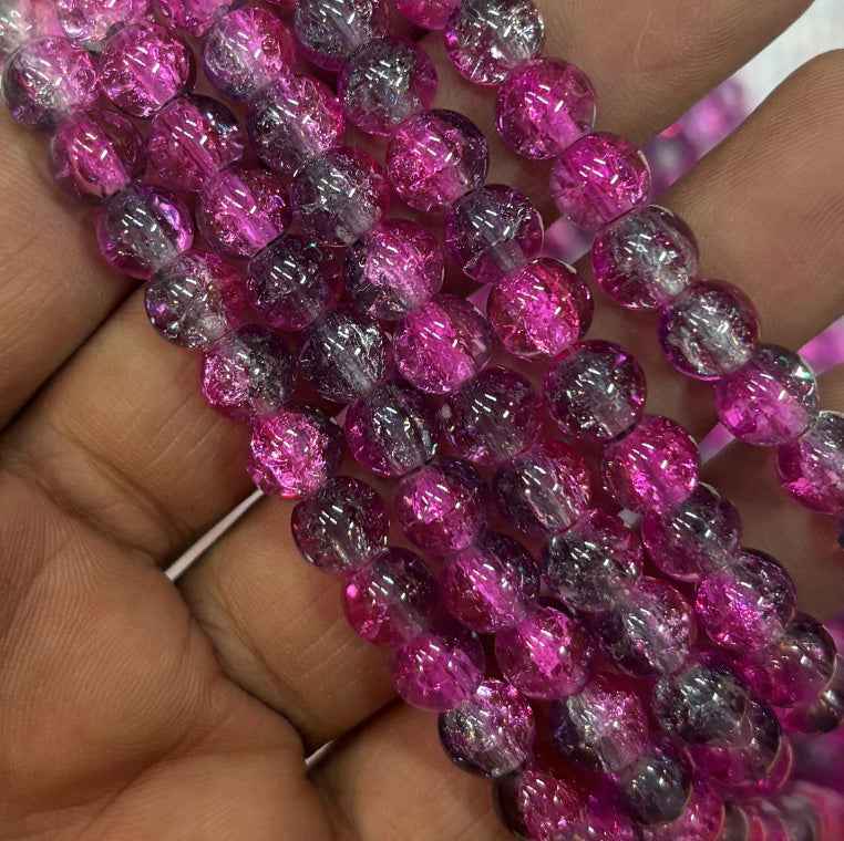 Pink Ash Multi Crackle Beads 8mm
