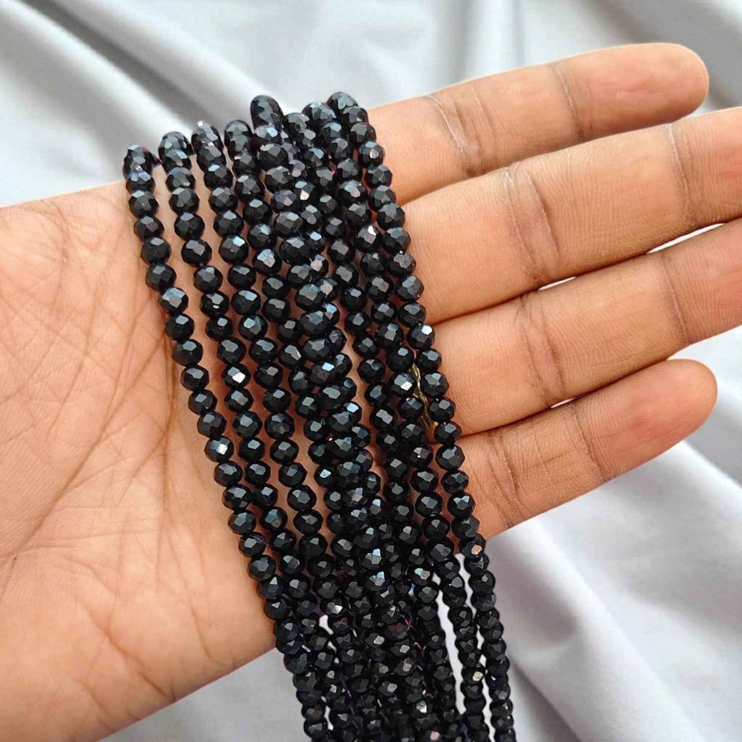 Black Crystal Beads - 4 mm