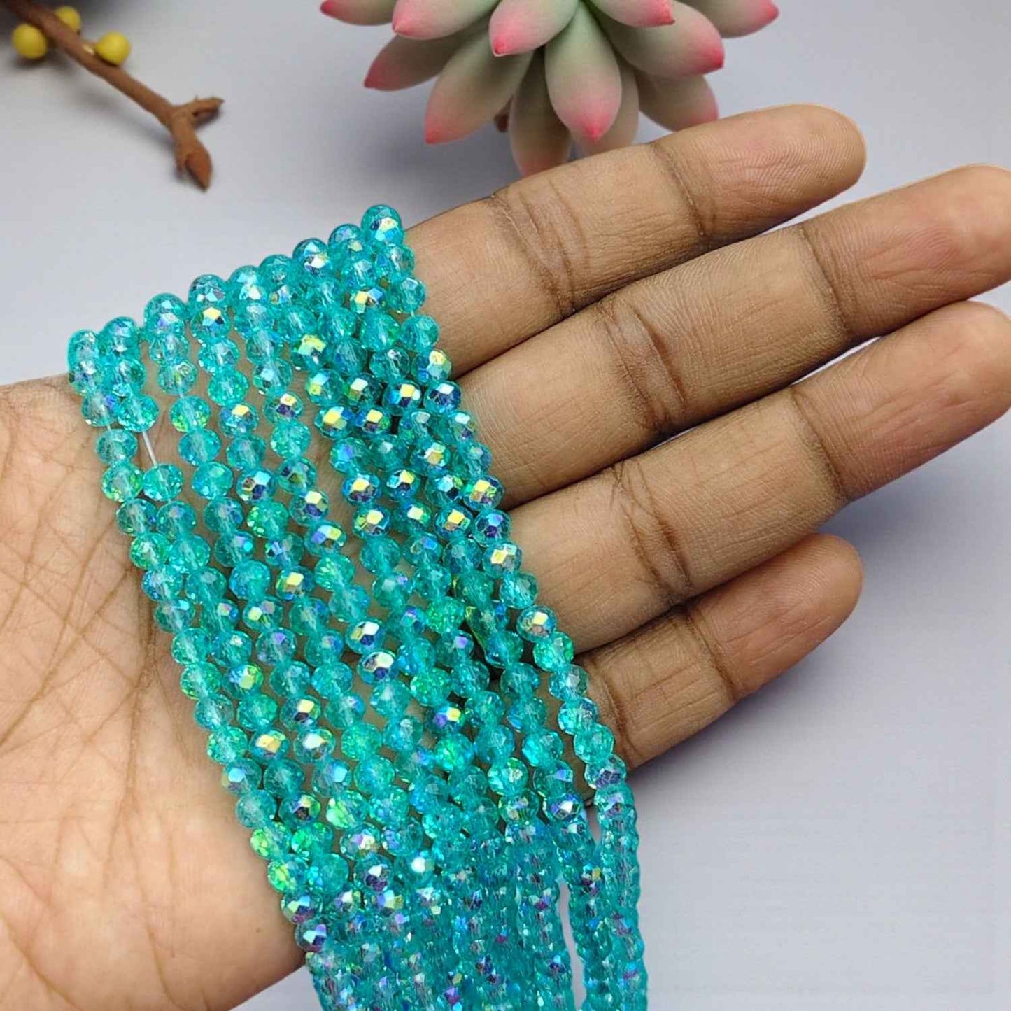 4mm Rainbow Shade Crystal Beads - Blue
