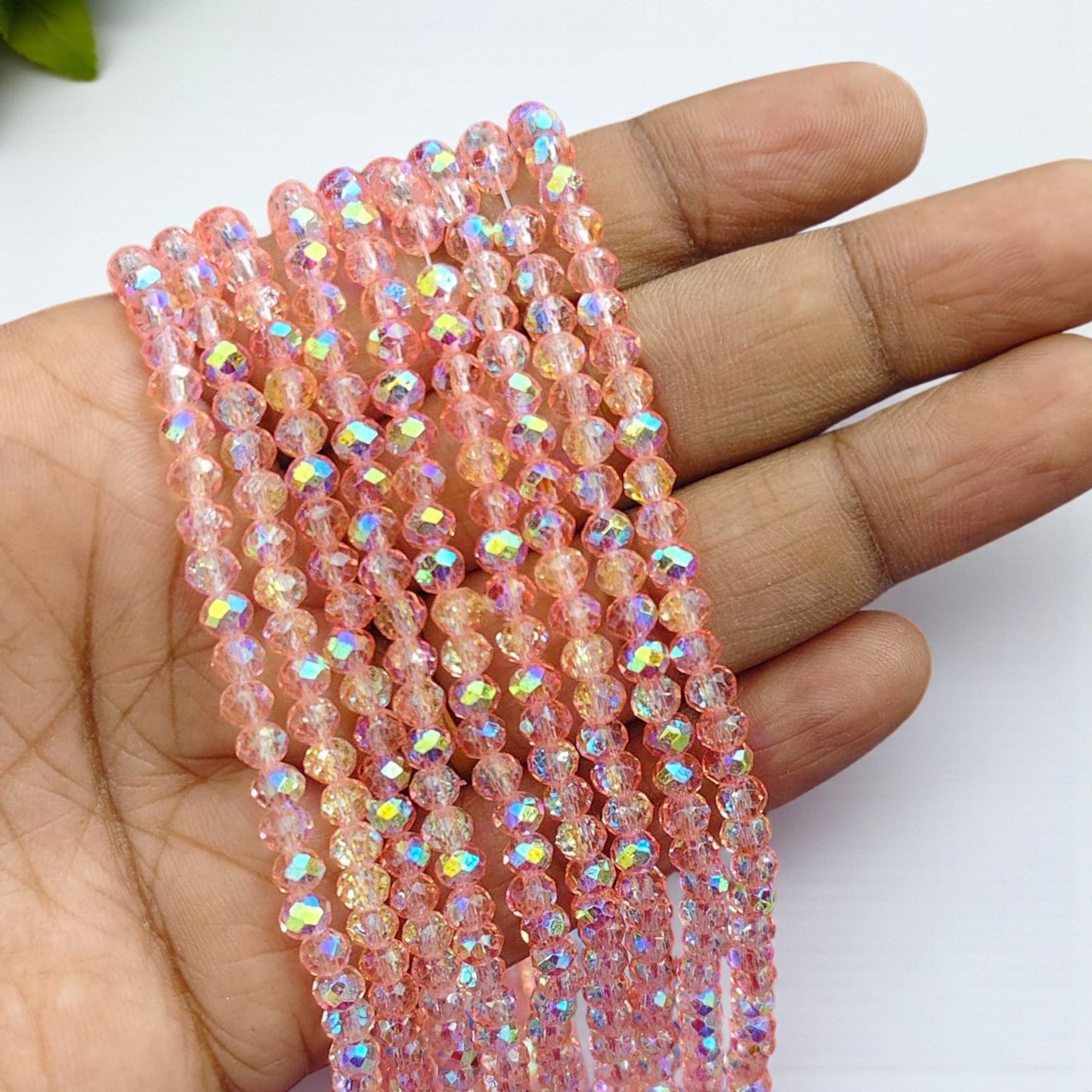 4mm rainbow shade peach crystal beads for jewelry and craft making