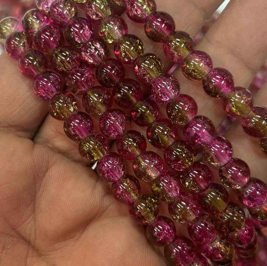 Wine Green Multi Crackle Beads 8mm