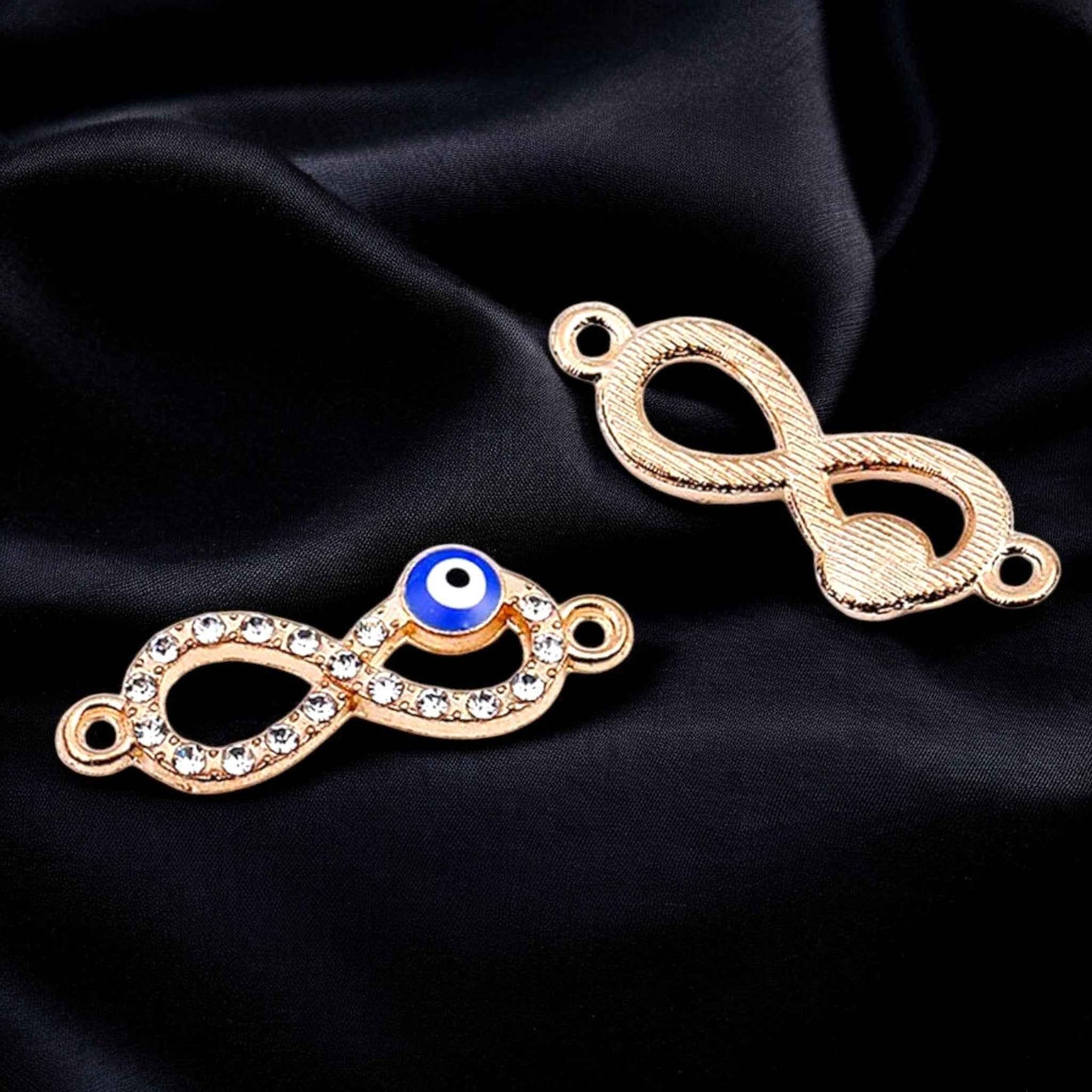 Gold Stone Infinity Charm with Evil Eye
