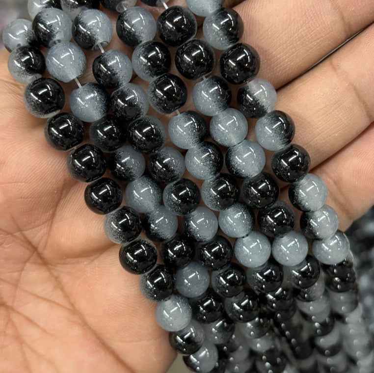 Black And White Dual Tone Jelly Beads - 8 mm