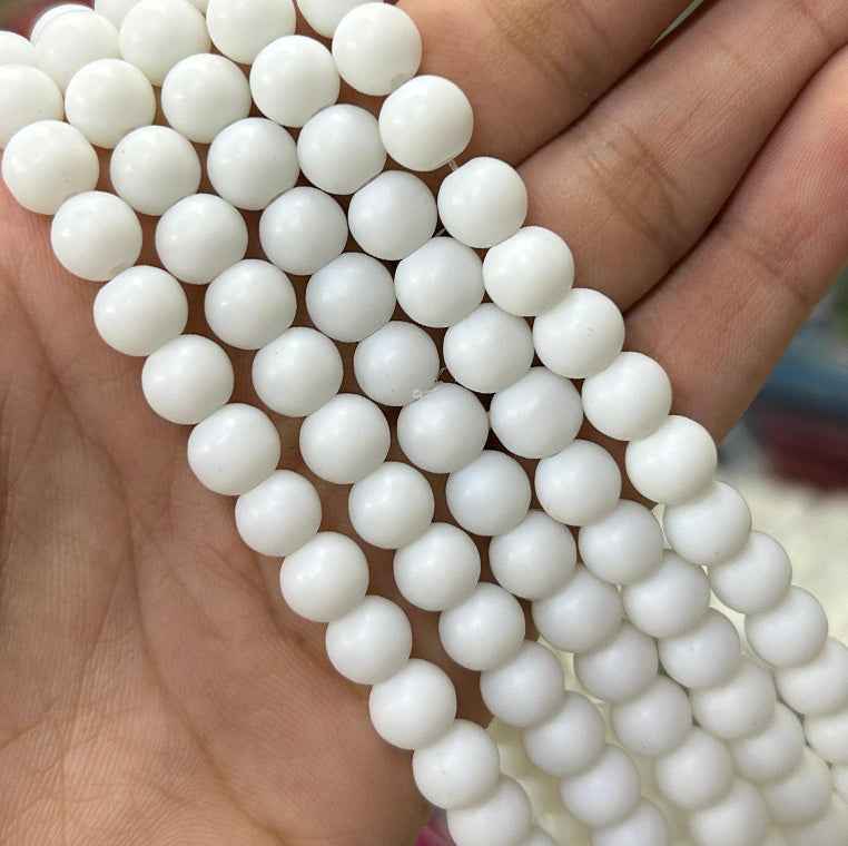 White Matt Finish Beads - 8 mm