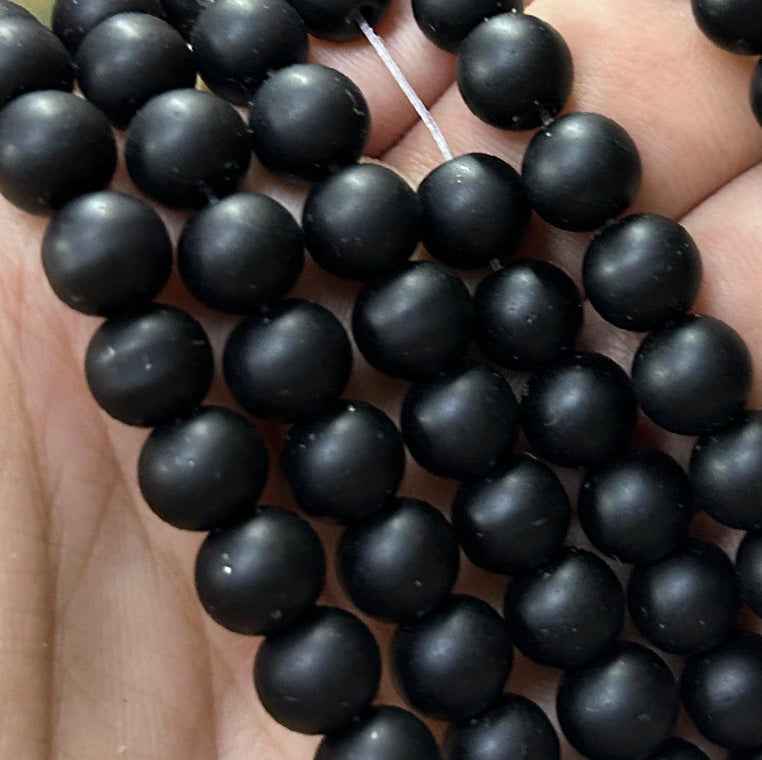 Black Matt Finish Beads - 8 mm