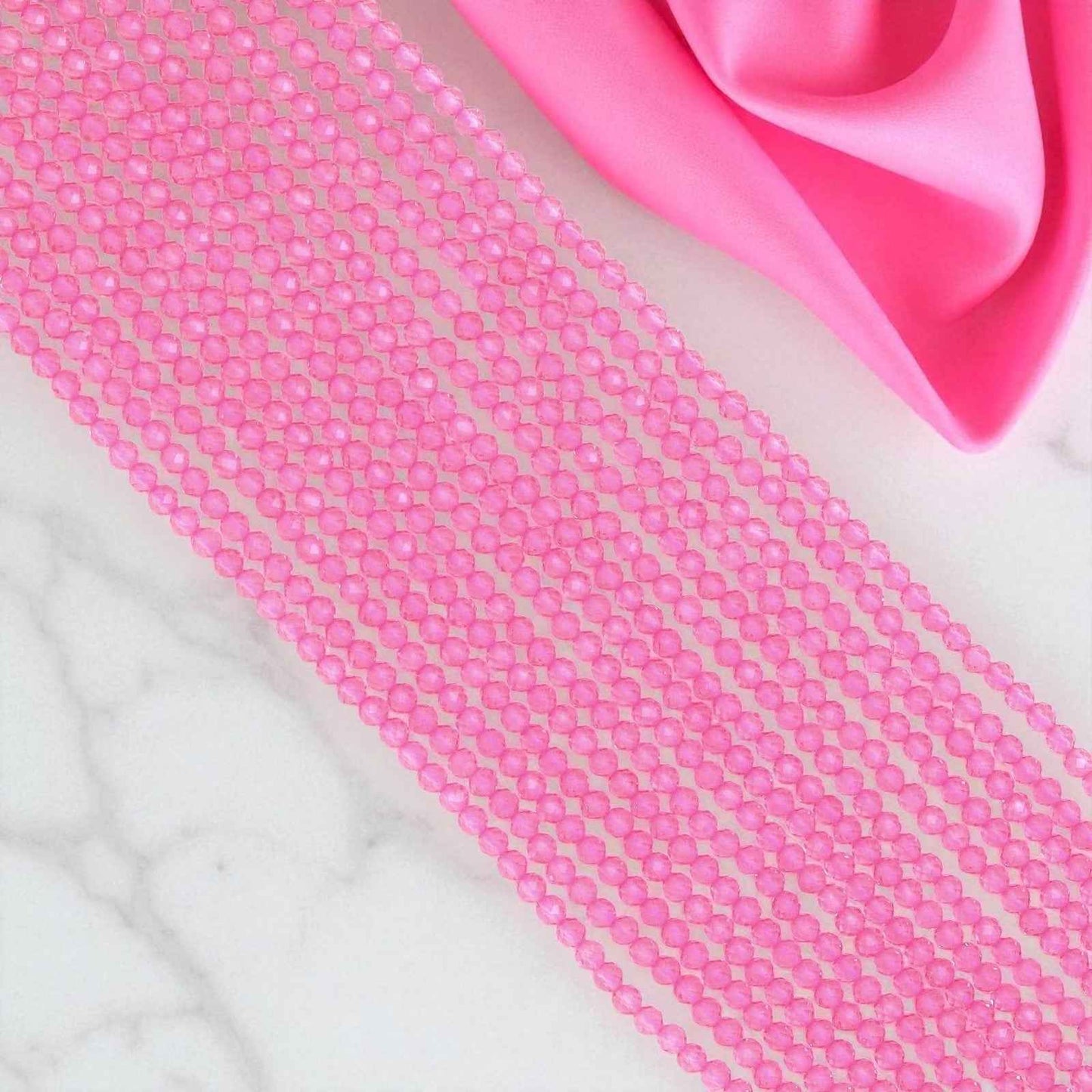 6mm Crystal Beads - Pink
