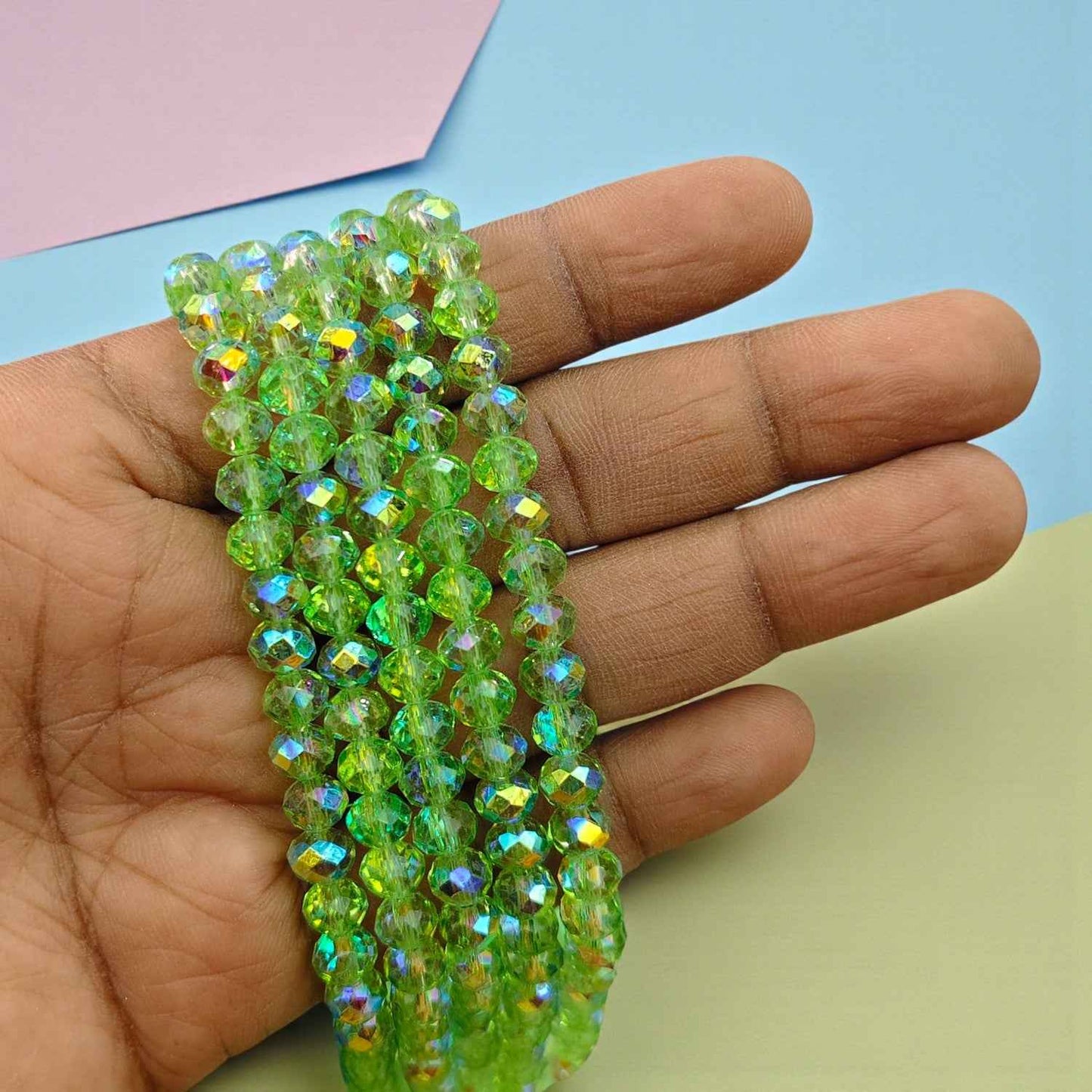 6mm Rainbow Shade Crystal Beads - Green