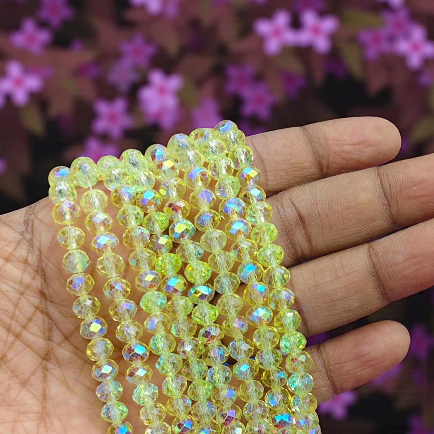 6mm rainbow shade crystal beads in yellow color for jewelry and craft making