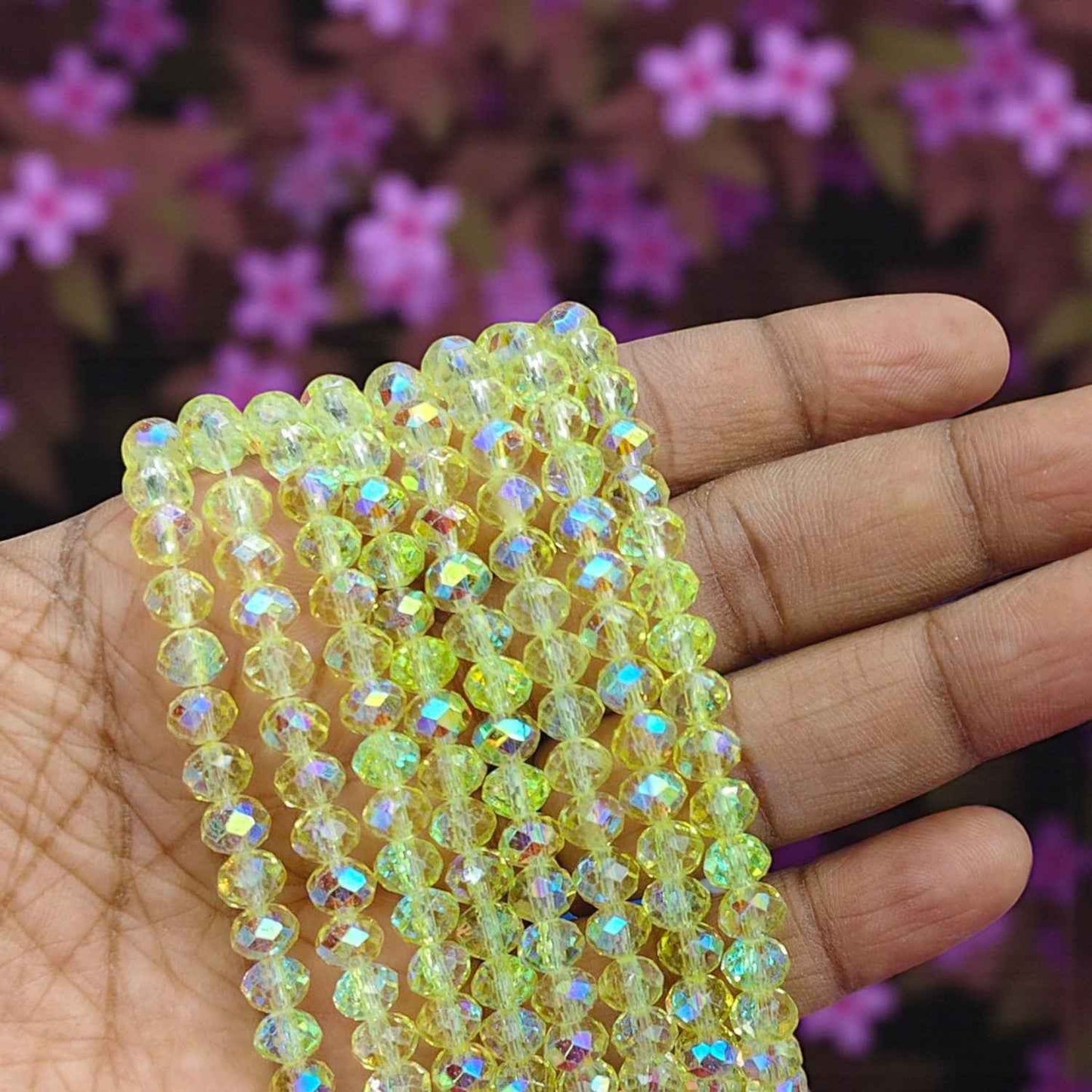 6mm Rainbow Shade Crystal Beads - Yellow