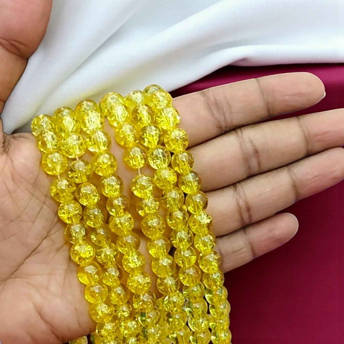 8mm Crackle Beads - Yellow