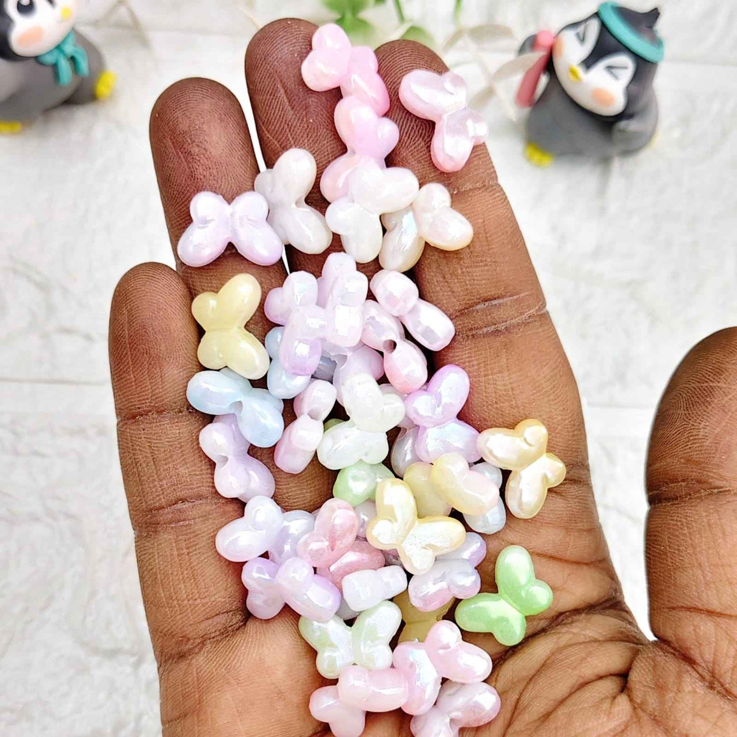 Acrylic Dual Shade Fancy Butterfly Beads - 10 gms
