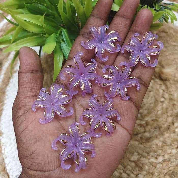 Acrylic Lily Flower Beads – Purple