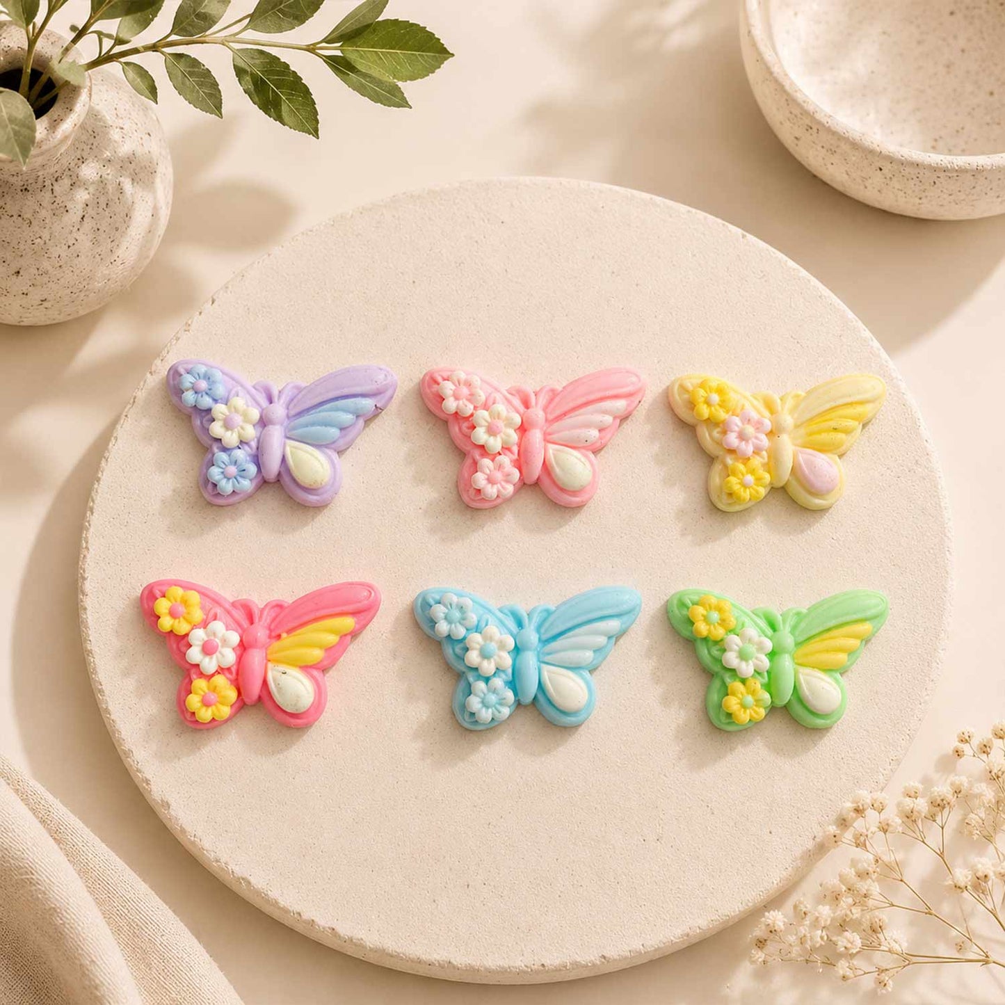 Acrylic Resin Butterfly Flower Beads - 1 Pc