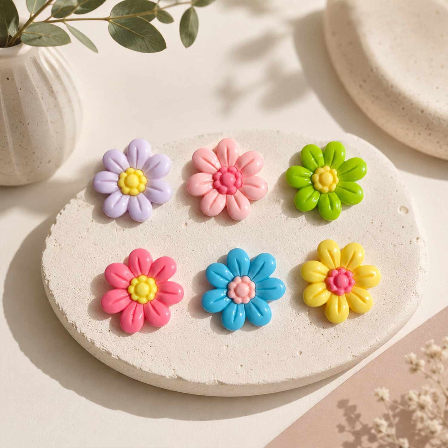 Acrylic Resin Daisy Flower Beads - 1 Pc