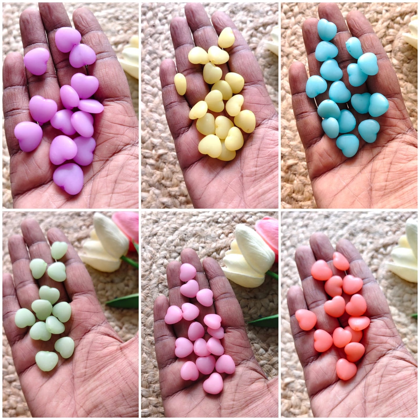 Acrylic matt finish heart bead for jewellery making and DIY crafts