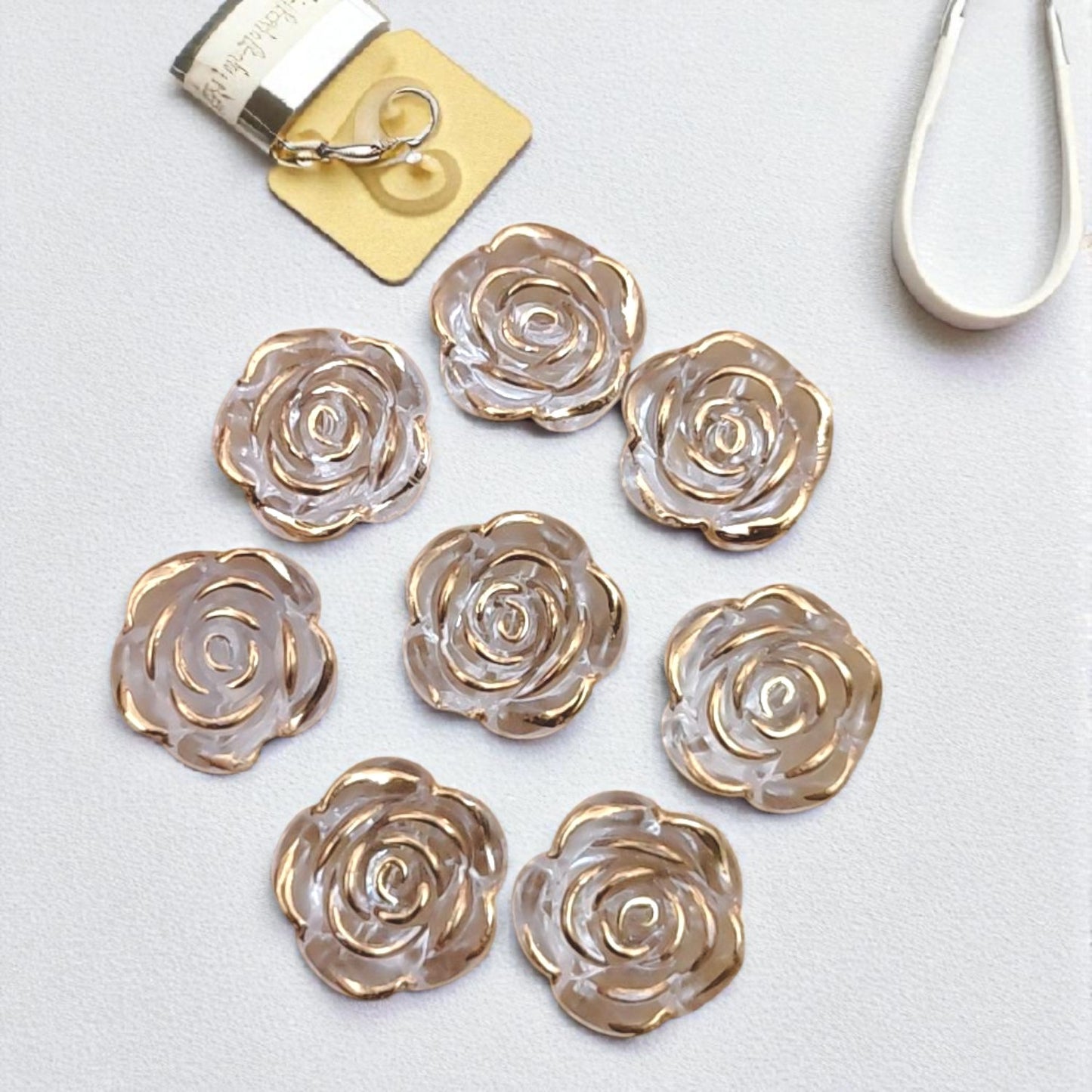 Transparent Acrylic Rose Flower with Gold Line - 10 gram