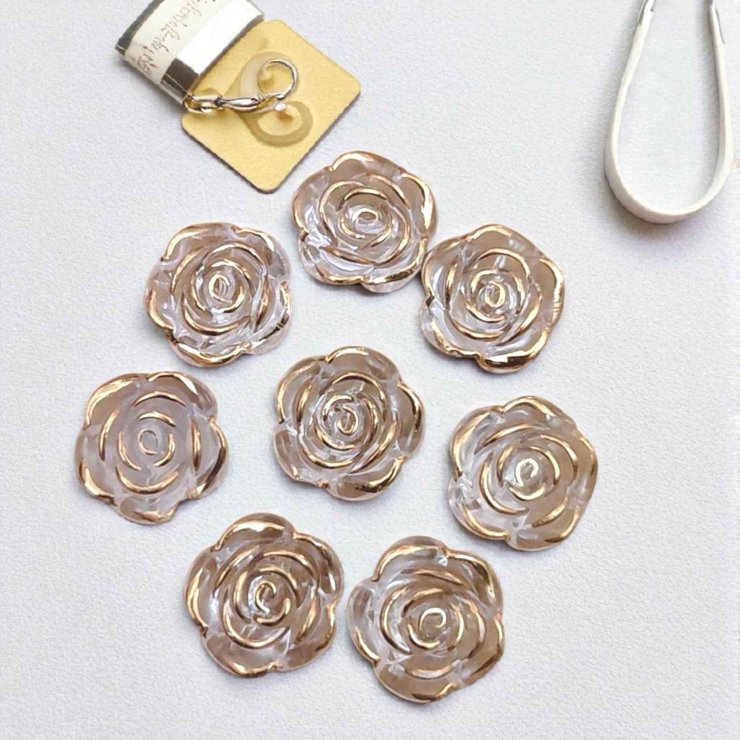 Transparent Acrylic Rose Flower with Gold Line - 10 gram