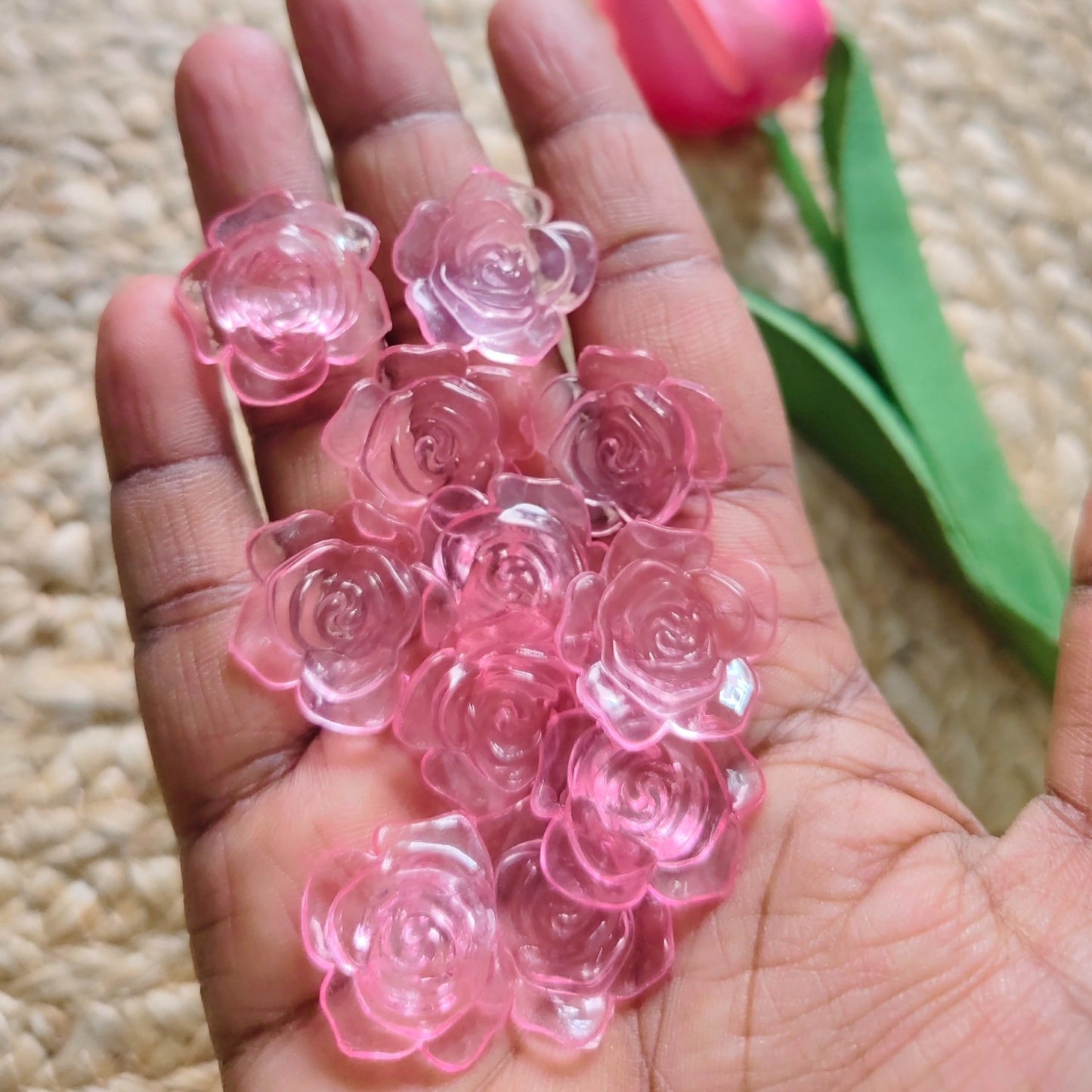 Acrylic Transparent Rose Flower - Light Pink (10 gms)