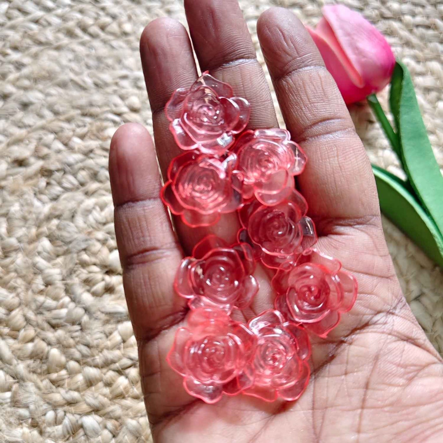 Acrylic Transparent Rose Flower - Peach (10 gms)