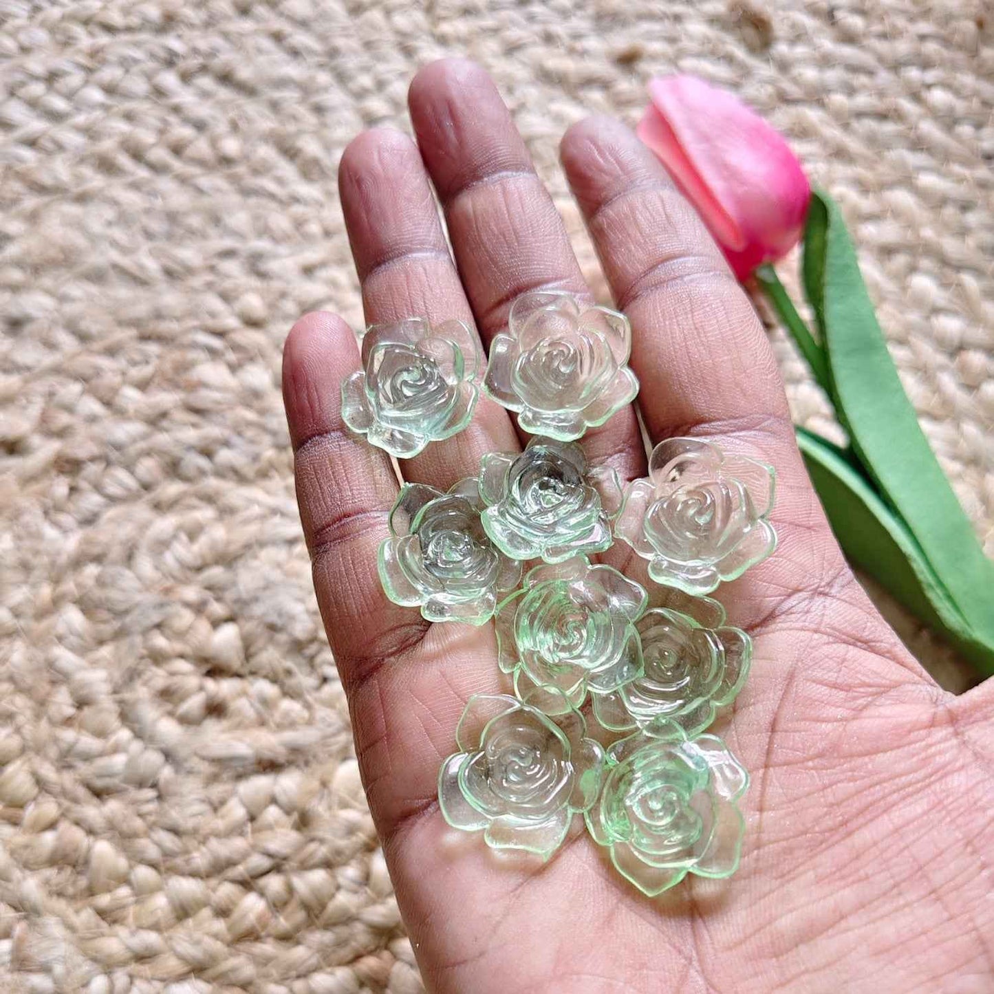 Acrylic Transparent Rose Flower - Pista Green (10 gms)