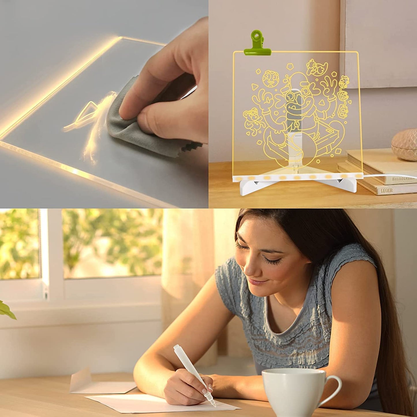 3D Acrylic Writing Board with Adjustable Stand | Glowing Led Message Board