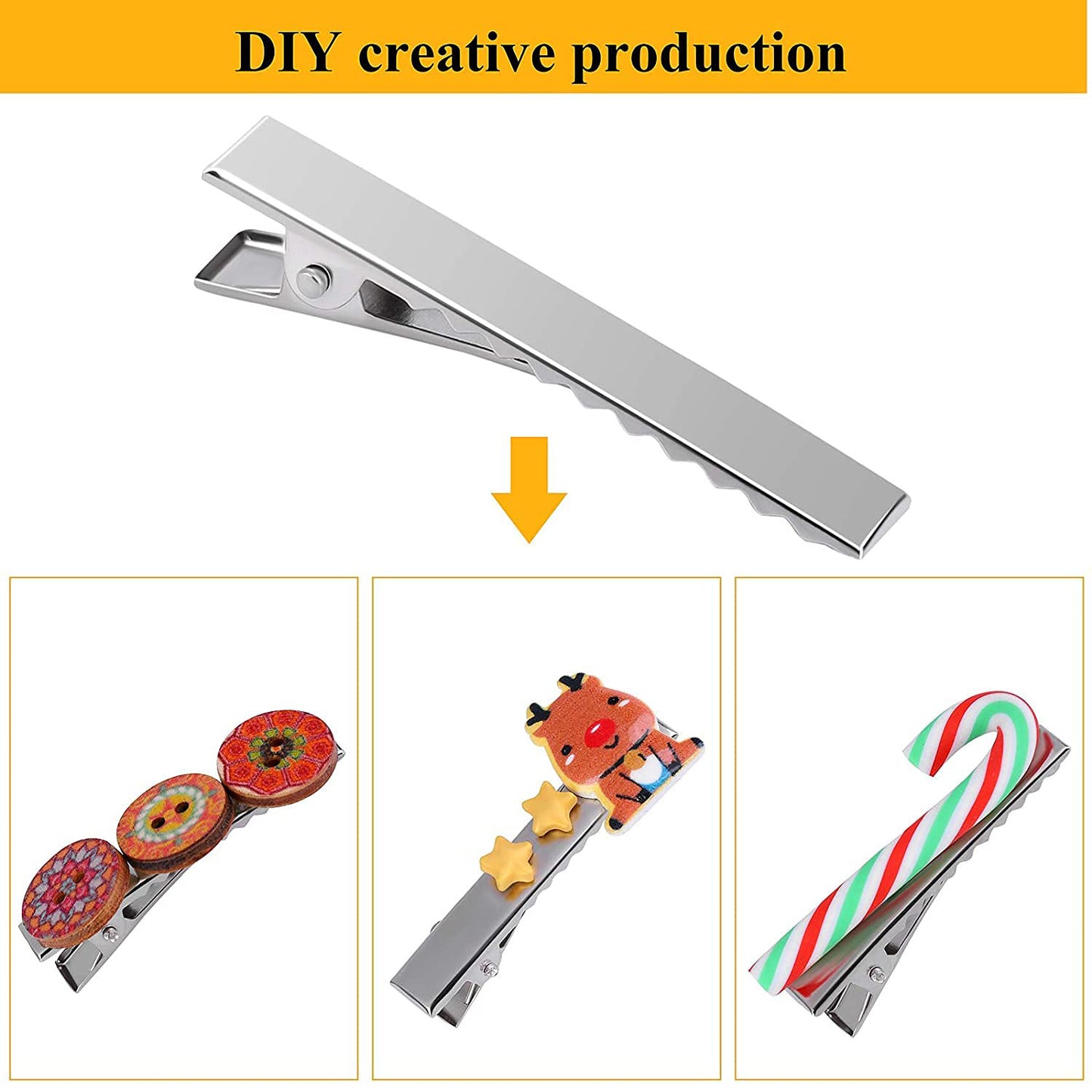 Alligator Hair Clip 4.5 cm - Silver (5 Pcs)