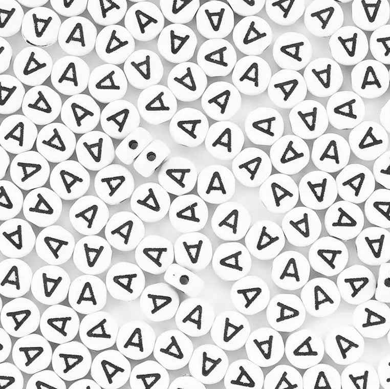 A Letter - Alphabet Round Beads - 6mm