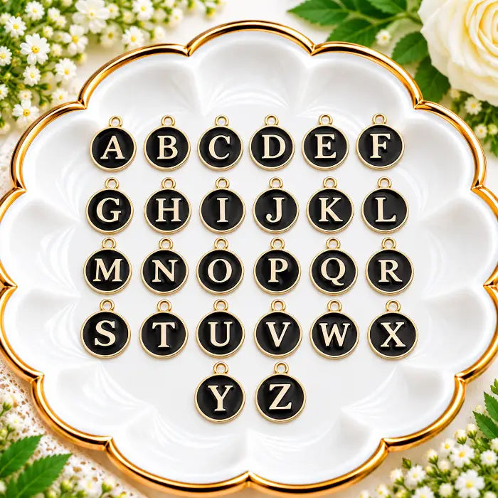 Alphabet Charms - Black - 1 PC