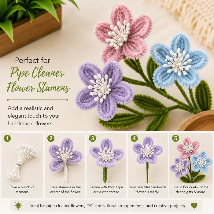 Artificial Flower Stamens - White