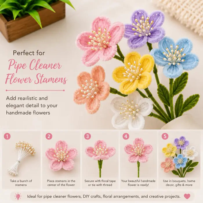 Artificial Flower Stamens - White Gold