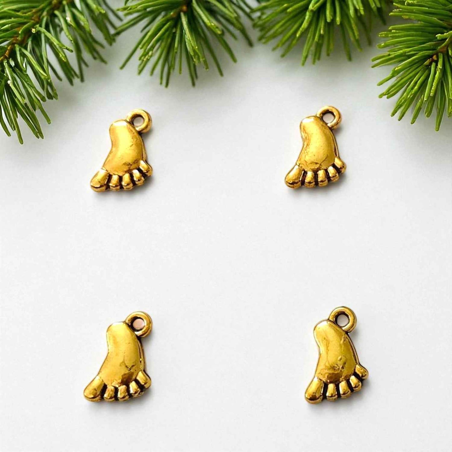 Golden Baby Foot Metal Charm - 1 Pc