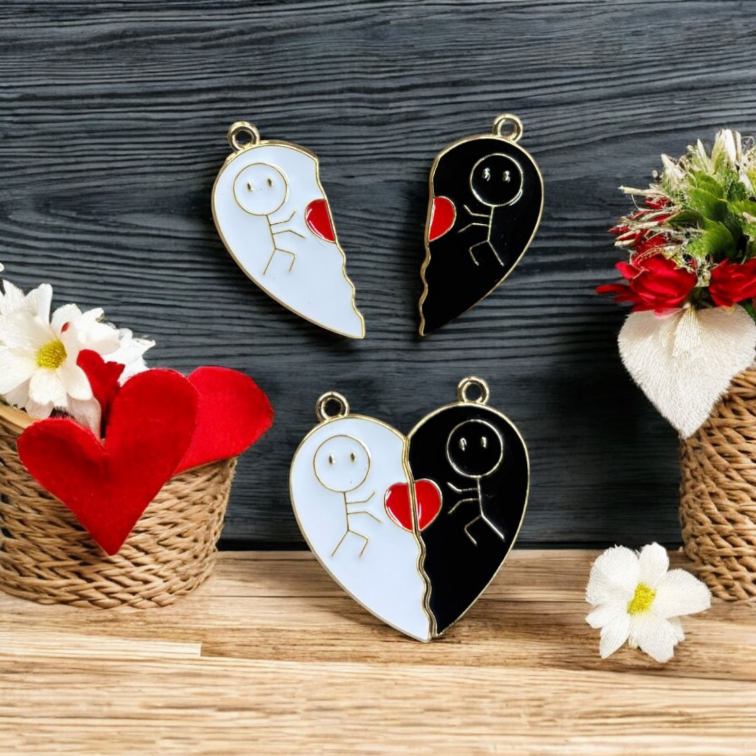 White Black Girl Boy Magnetic Charm (Gold)