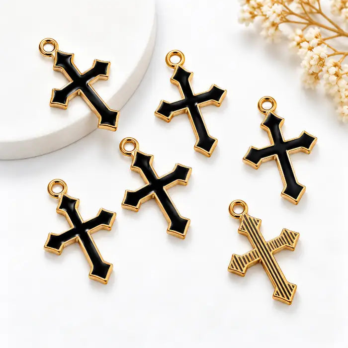 Black Cross Charms for DIY Jewellery Making