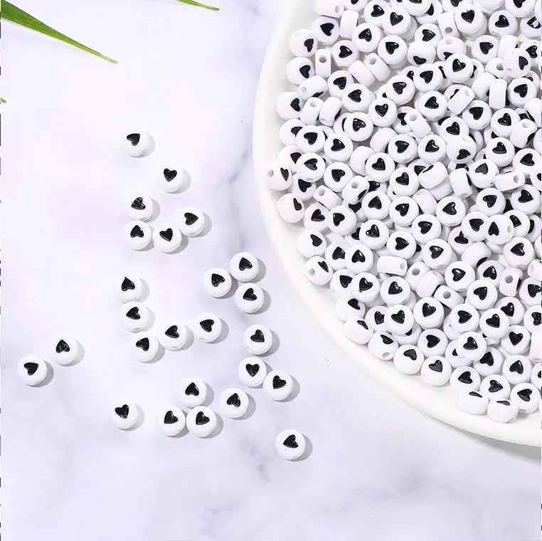 Black Heart Beads for Jewelry Making - 6mm
