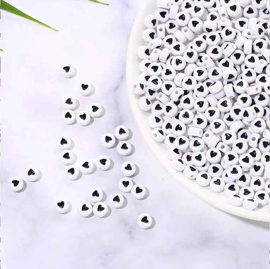 Black Heart Beads for Jewelry Making - 6mm