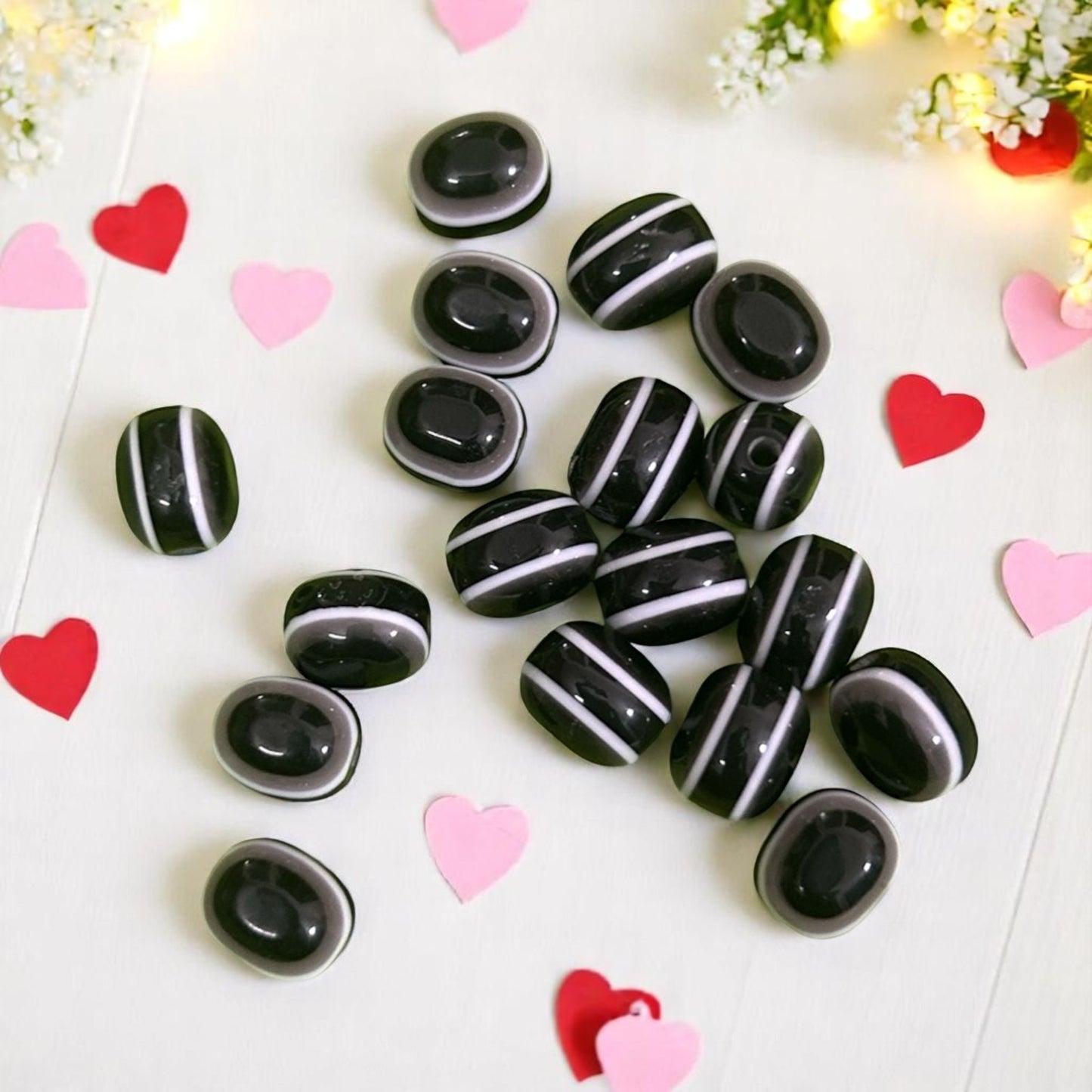 Black 8mm Evil Eye Beads - 5 Pcs