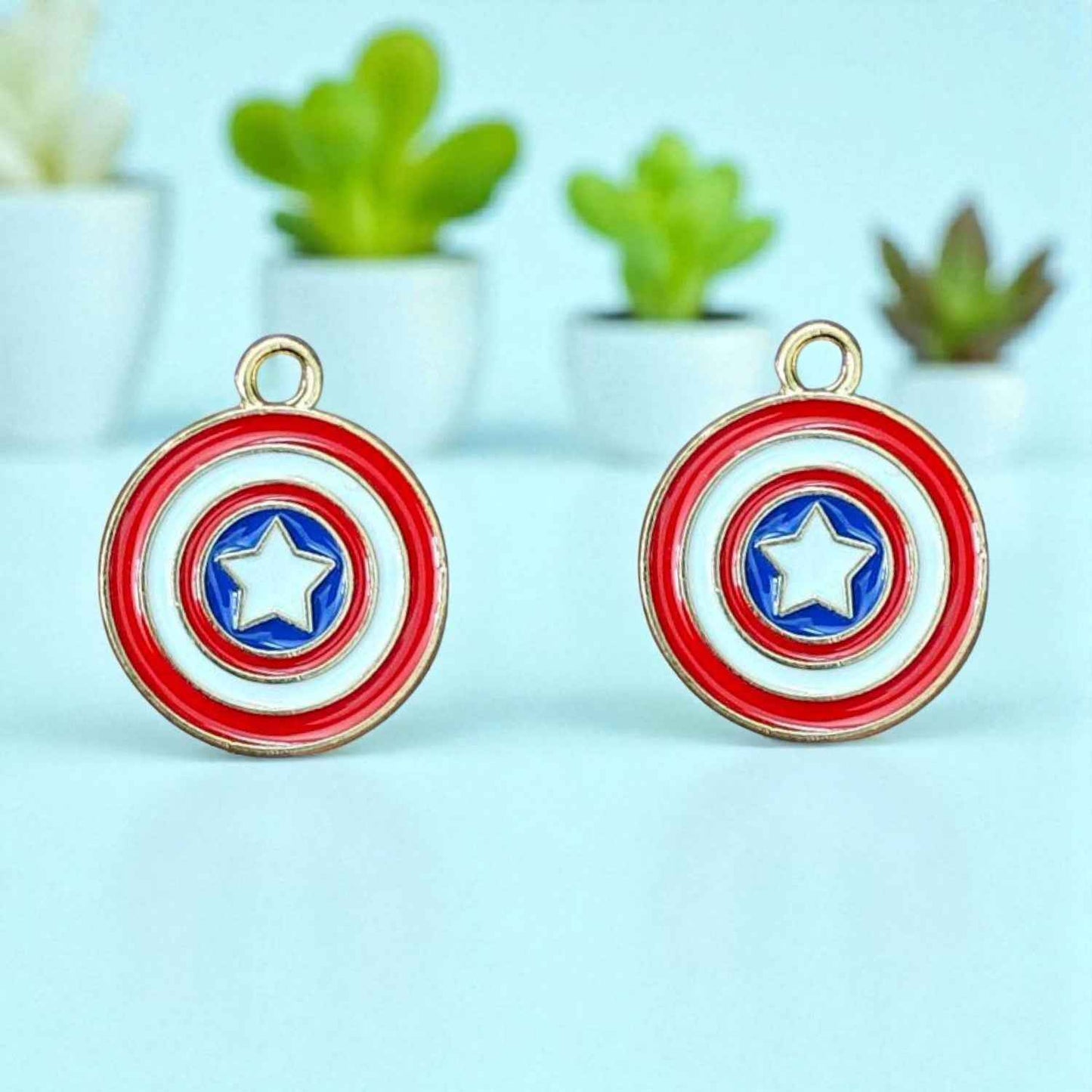 Captain America Shield Charm - Marvel Theme Pendant - 1 Pc