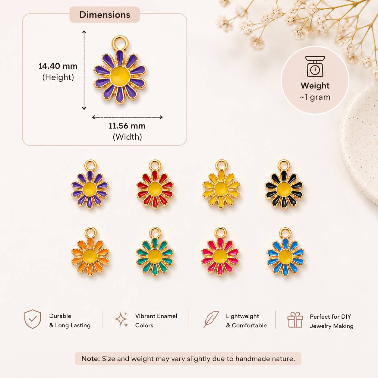 Colorful Mini Daisy Flower Charms