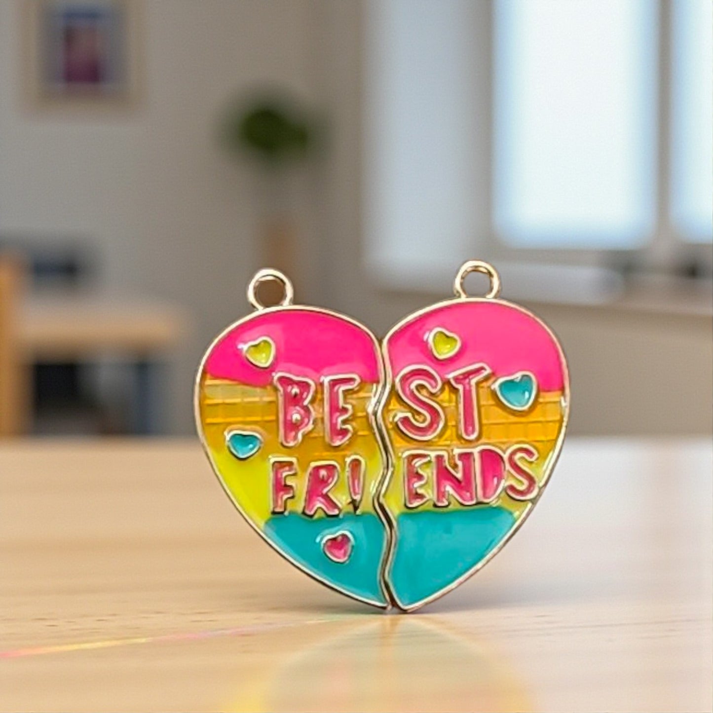 Colorful Best Friends Magnetic Heart Charms - 1 Pc