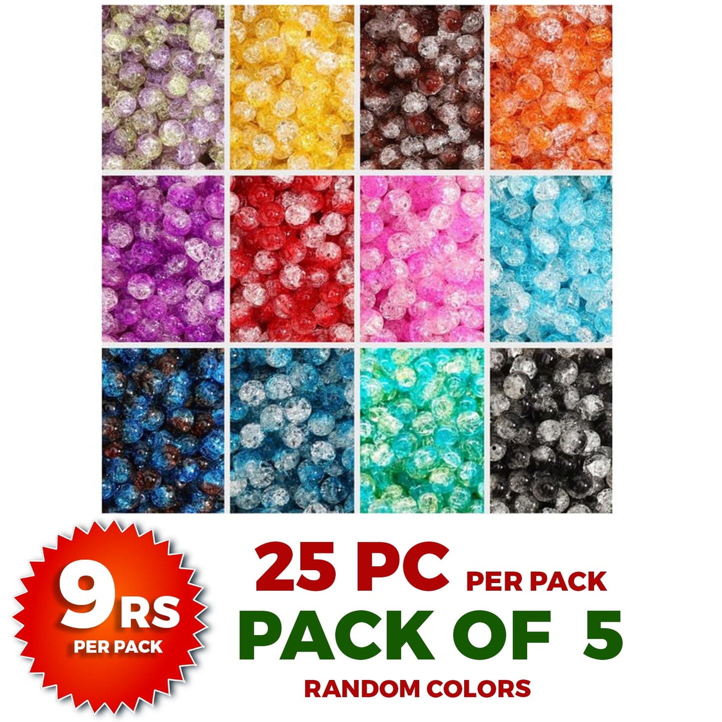 Crackle Beads Combo - Pack of 5 (25 PC/Pack)