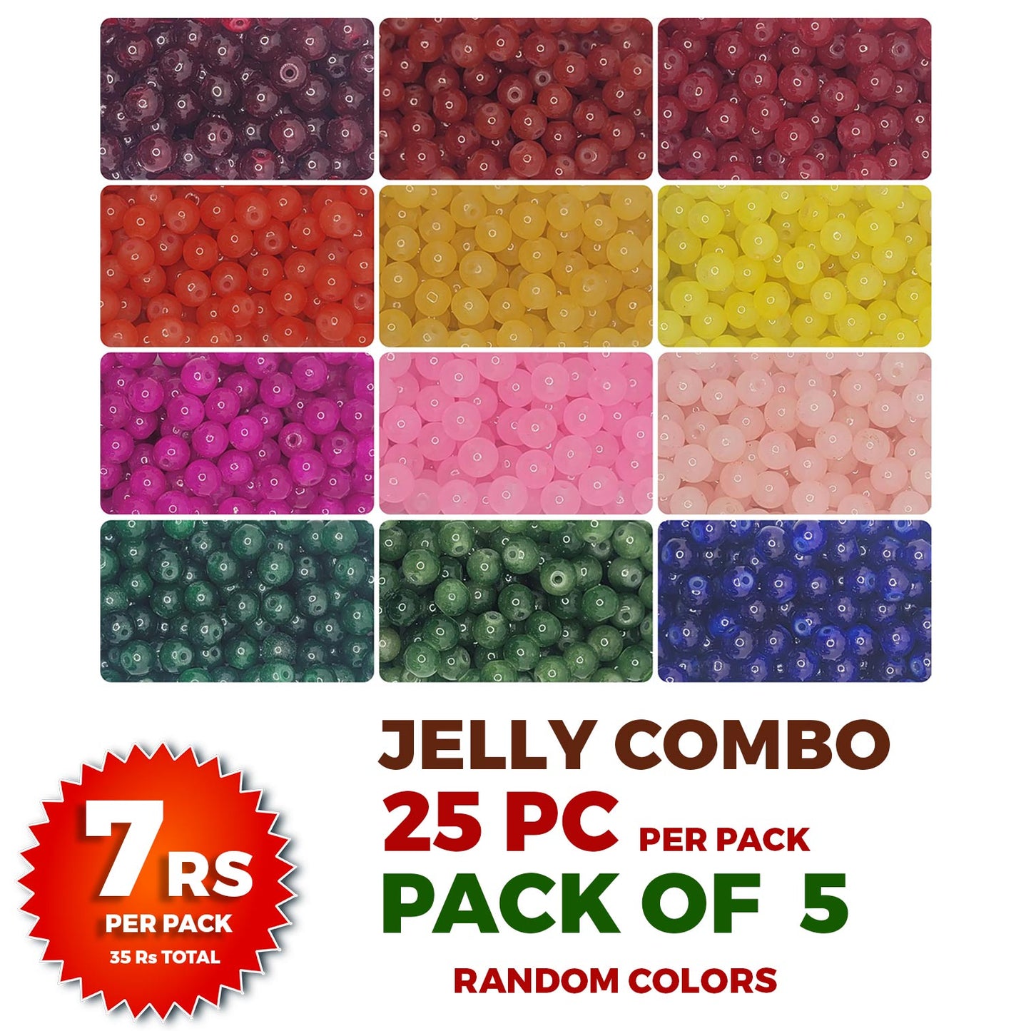 Jelly Beads Combo - Pack of 5 (25 PC/Pack)