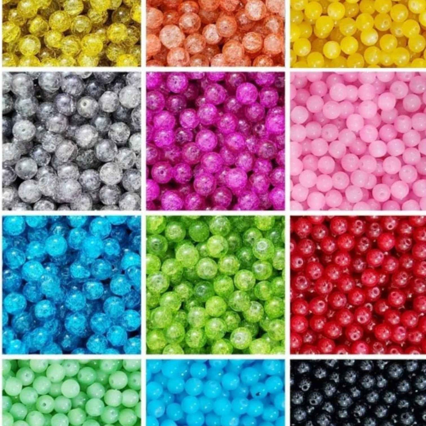 Crackle and Jelly Beads Combo - Pack of 5 (25 Pcs / Pack)