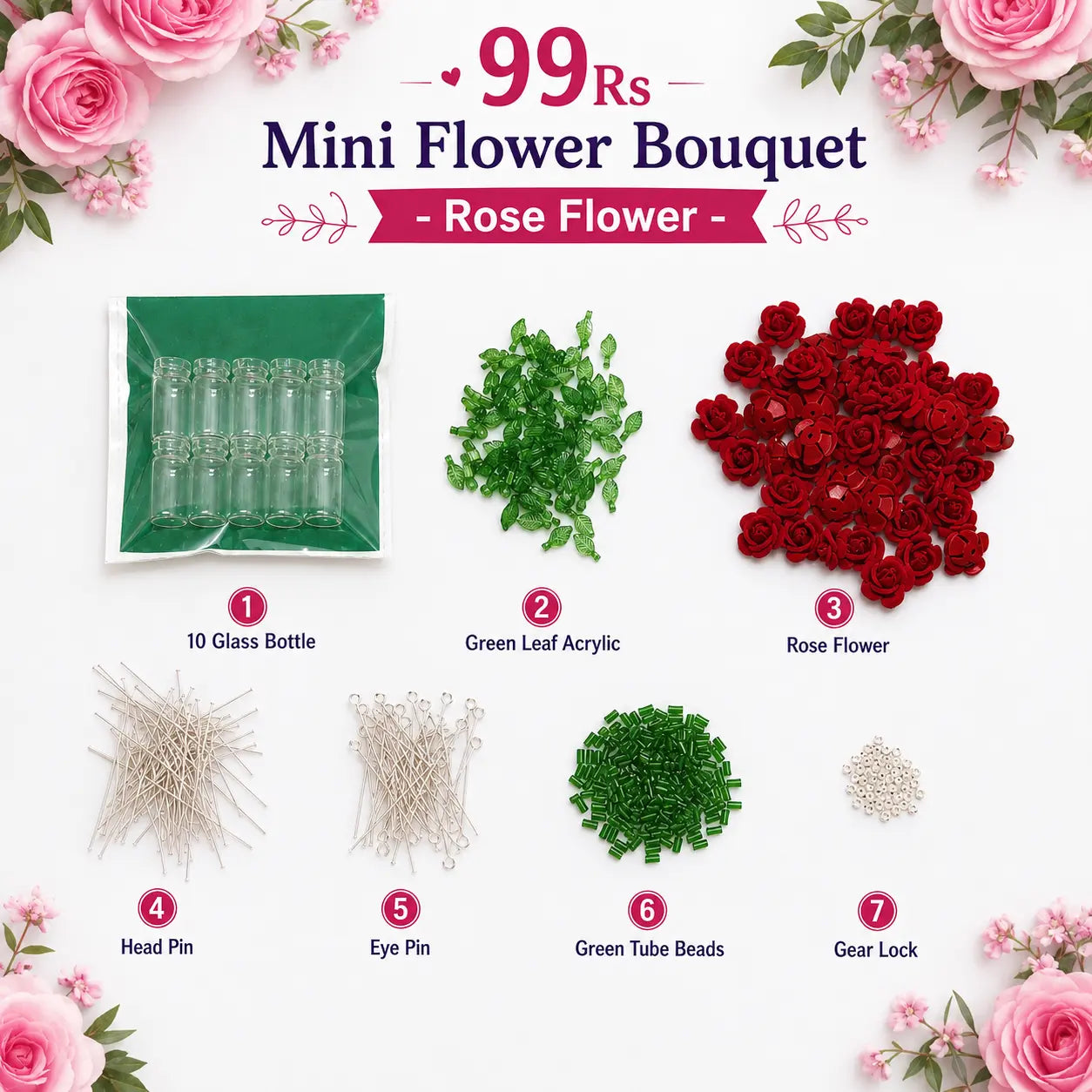 DIY Rose Mini Flower Bouquet Kit | ₹99 - Eva Fashion and Craft