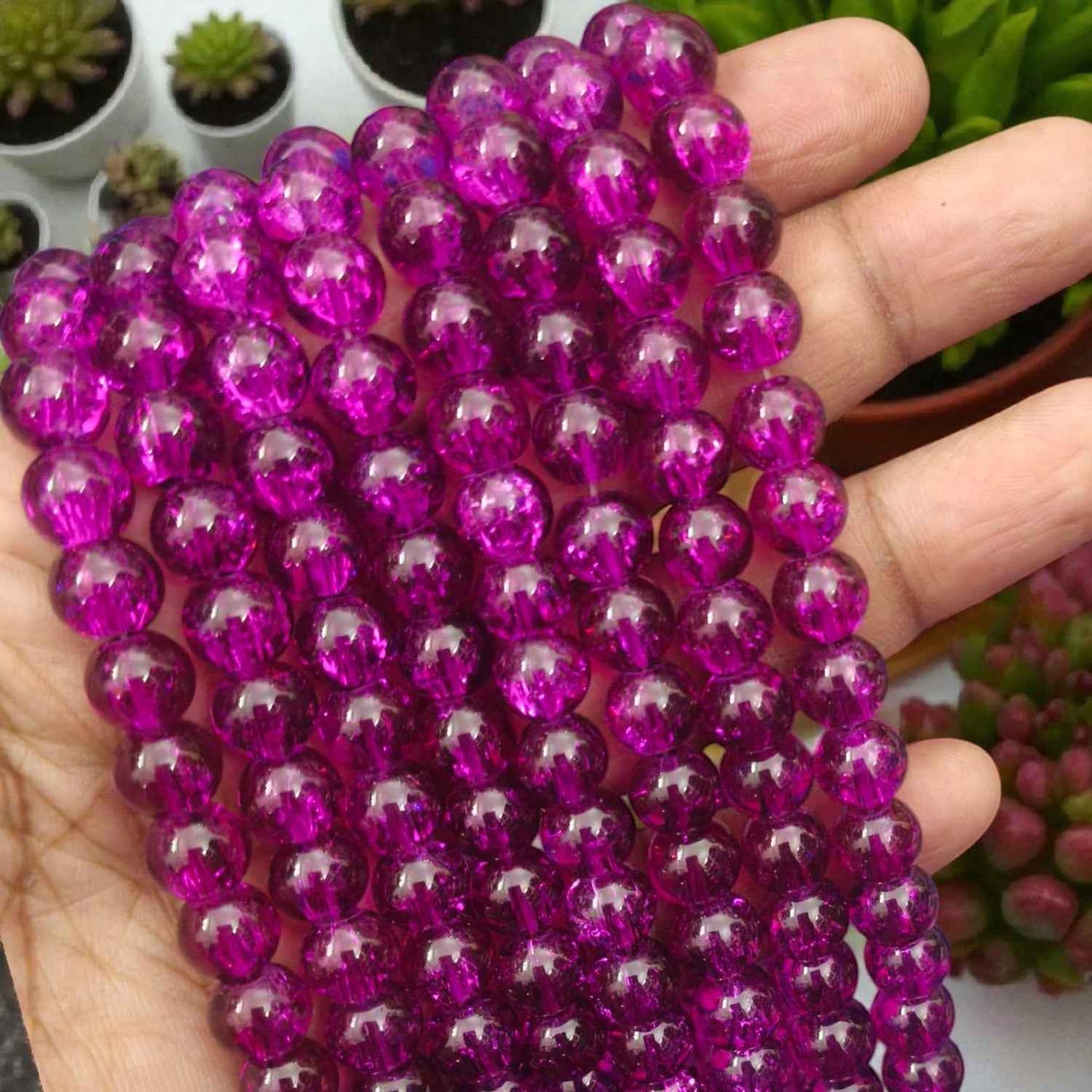 Dark Wine Crackle Beads 8mm